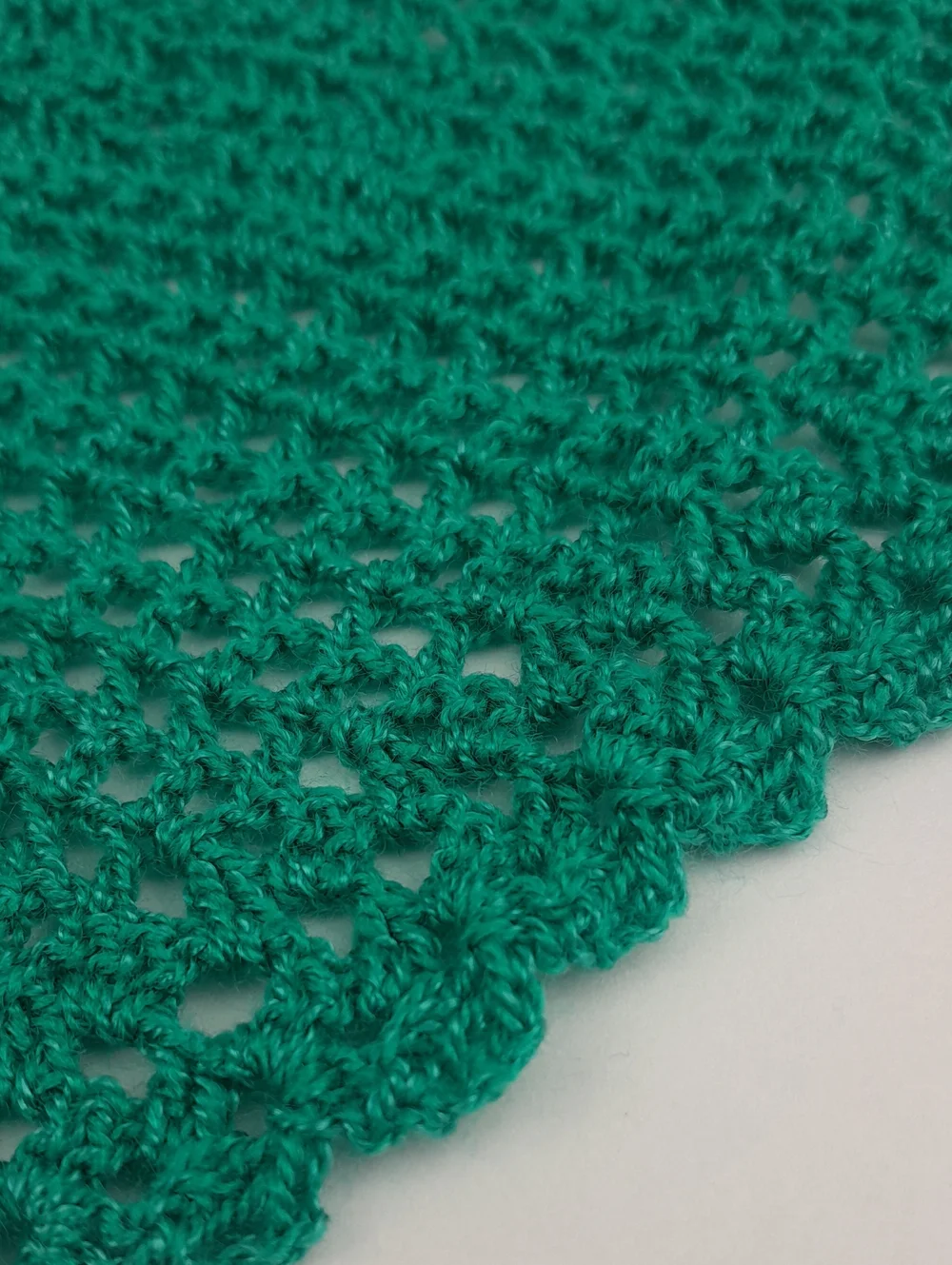Handcrafted Crocheted Teal Filet Patterned Head Bandana Kerchief Tie Back